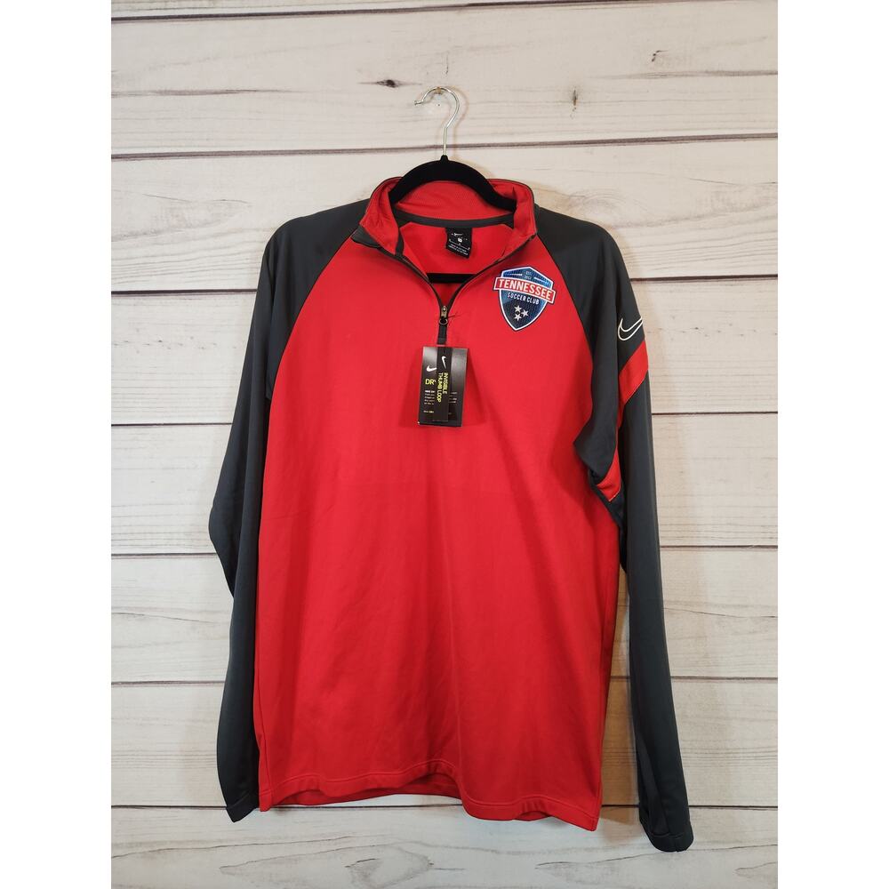 Nike Dri-Fit Mens Red Black Long Sleeve 1/4 Zip Pullover Sweater Size Medium NWT